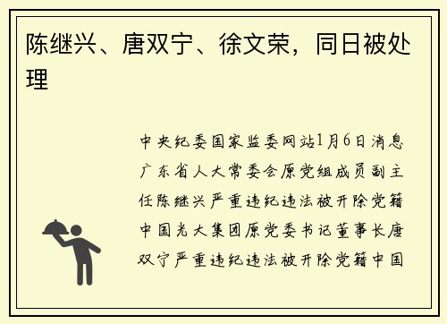 陈继兴、唐双宁、徐文荣，同日被处理
