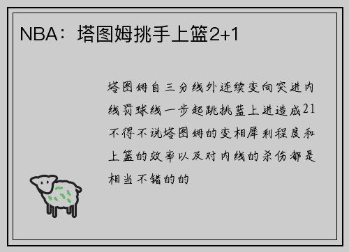NBA：塔图姆挑手上篮2+1